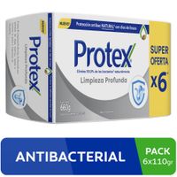 Jabón Antibacterial PROTEX Limpieza Profunda Barra 110g Paquete 6un