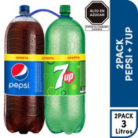 Gaseosa PEPSI + 7UP Botella 3L Paquete 2un