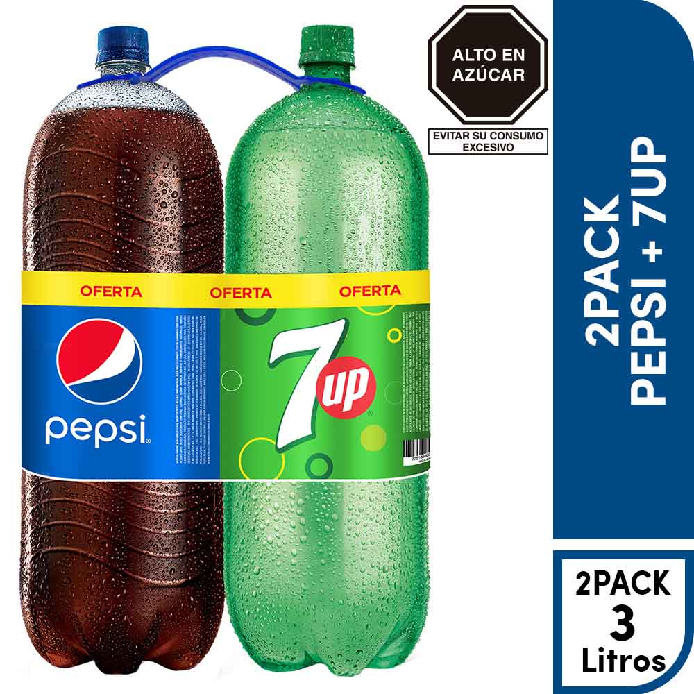 Gaseosa PEPSI + 7UP Botella 3L Paquete 2un