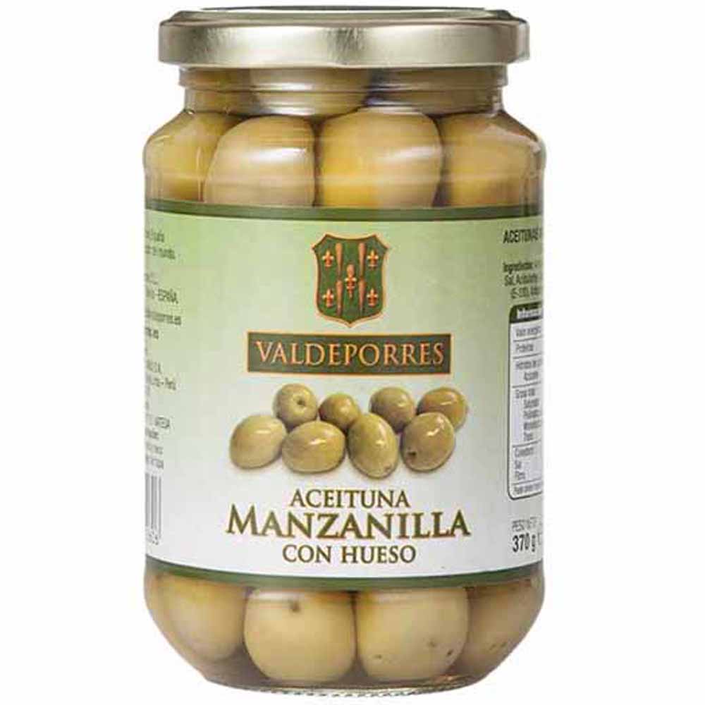 Aceitunas Verdes en Conserva VALDEPORRES Manzanilla con Hueso Frasco 370g