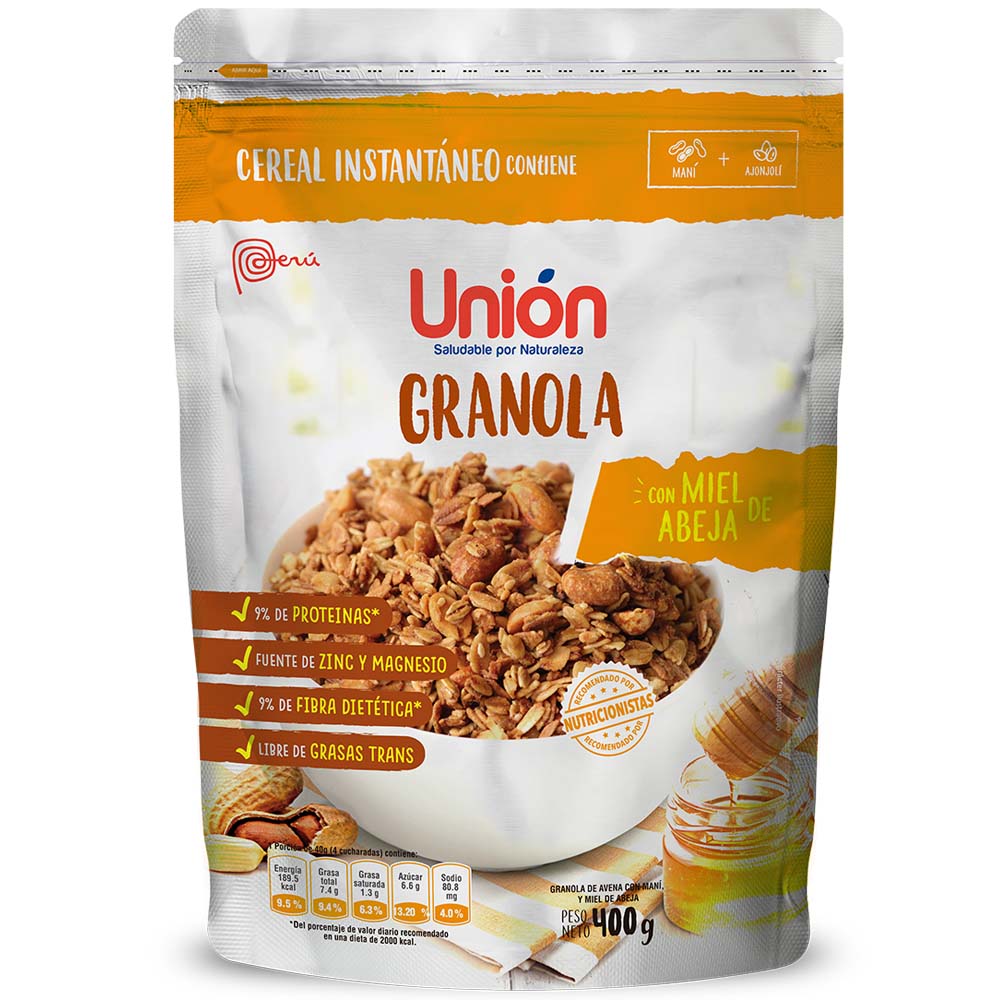 Cereal UNIÓN Granola con miel de abeja Doypack 400Gr