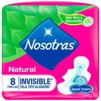 Toalla Higiénica NOSOTRAS Natural Invisible Tela Paquete 8un