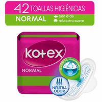 Toalla Higiénica KOTEX Normal con Alas Máxima Absorción Paquete 42un