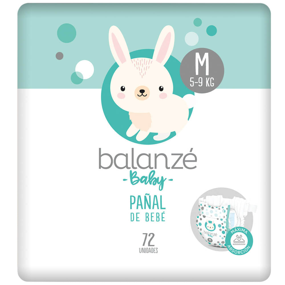Pañal para Bebé BALANZÉ BABY Talla M Paquete 72un
