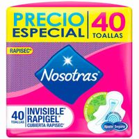 Toalla Higiénica NOSOTRAS Invisible Rapigel Paquete 40un