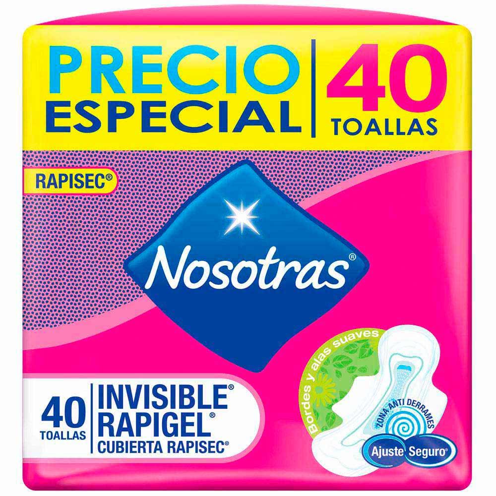 Toalla Higiénica NOSOTRAS Invisible Rapigel Paquete 40un