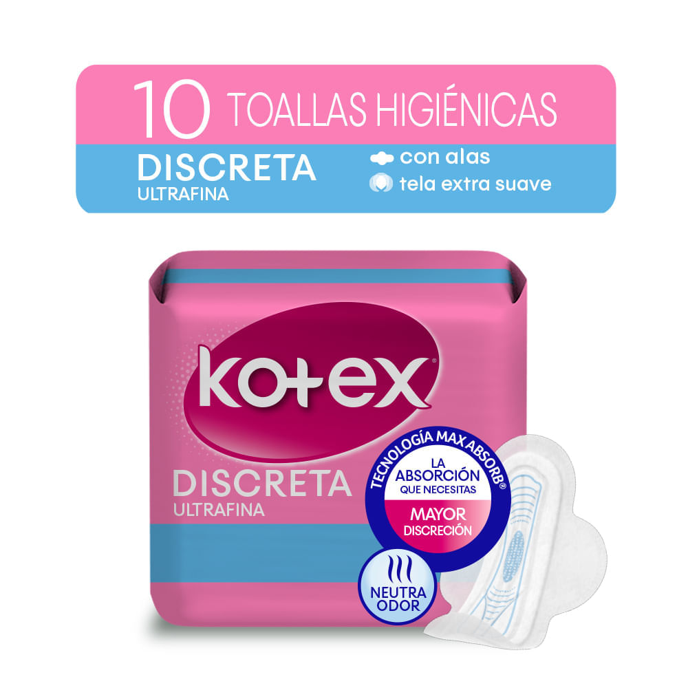 Toalla Higiénica KOTEX Ultra Fina Con Alas Paquete 10Un