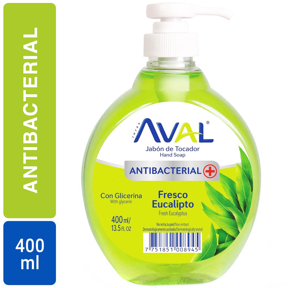 Jabón Líquido Antibacterial AVAL Eucalipto Fresco Frasco 400ml