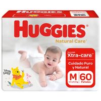 Pañales para Bebé HUGGIES Natural Care HiperPack Talla M Paquete 60un