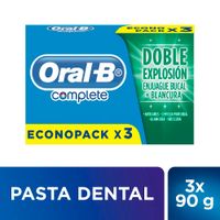 Pasta Dental ORAL-B Complete Menta Refrescante Tubo 66ml Paquete 3un + Enjuague