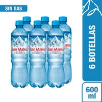 Agua Mineral SAN MATEO sin Gas Botella 600ml Paquete 6un