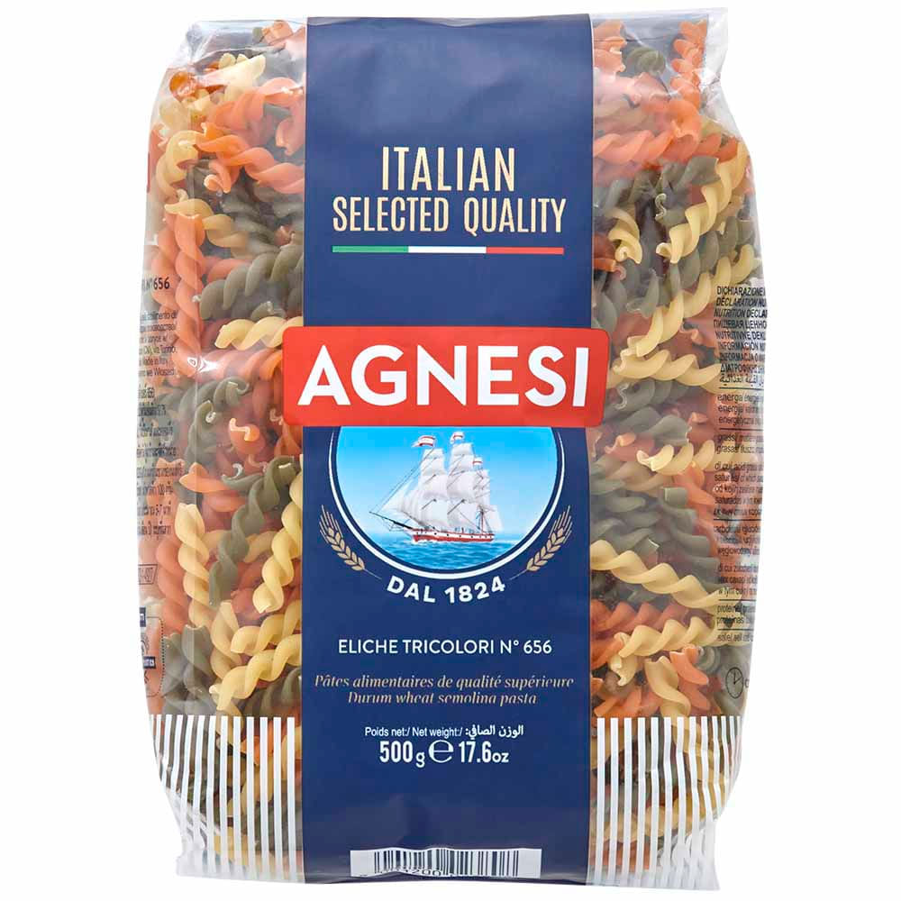 Fideos Tornillo Tricolor AGNESI Bolsa 500g