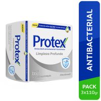 Jabón Antibacterial PROTEX Limpieza Profunda Barra 110g Paquete 3un