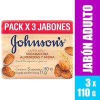 Jabón de Tocador JOHNSONS Almendra y Avena Barra 110g Paquete 3un