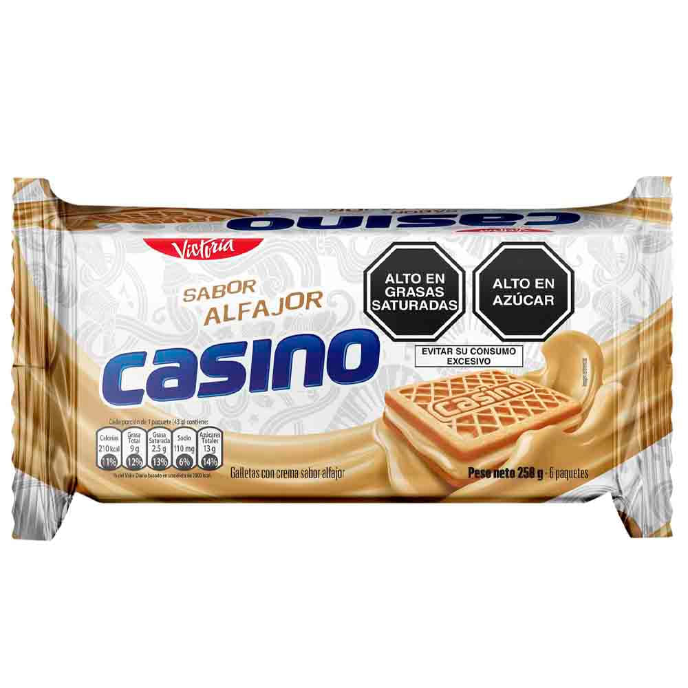 Galletas CASINO Rellenas con Crema sabor a Alfajor Paquete 6un