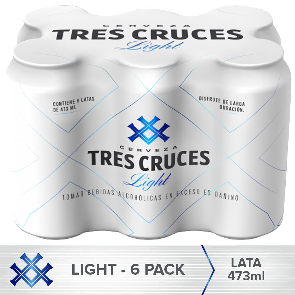 Cerveza Light TRES CRUCES Lata 473ml Paquete 6un