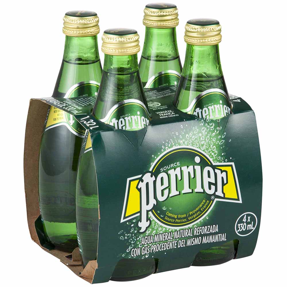 Agua Mineral PERRIER con Gas Botella 330ml Paquete 4un
