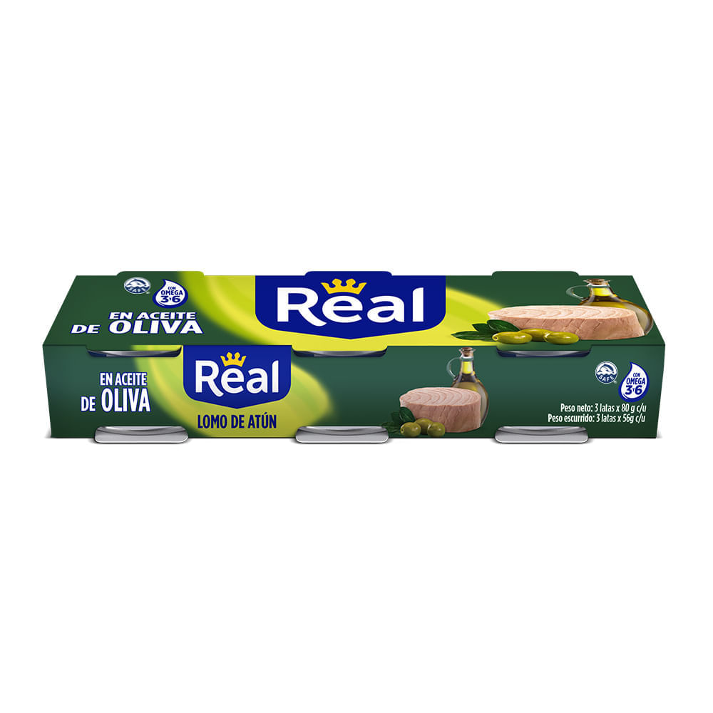 Lomo de Atún REAL en Aceite de Oliva Lata 80g Paquete 3un