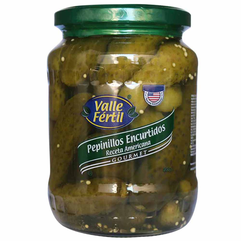Pepinillos Encurtidos VALLE FERTIL Gourmet Receta Americana Frasco 680g