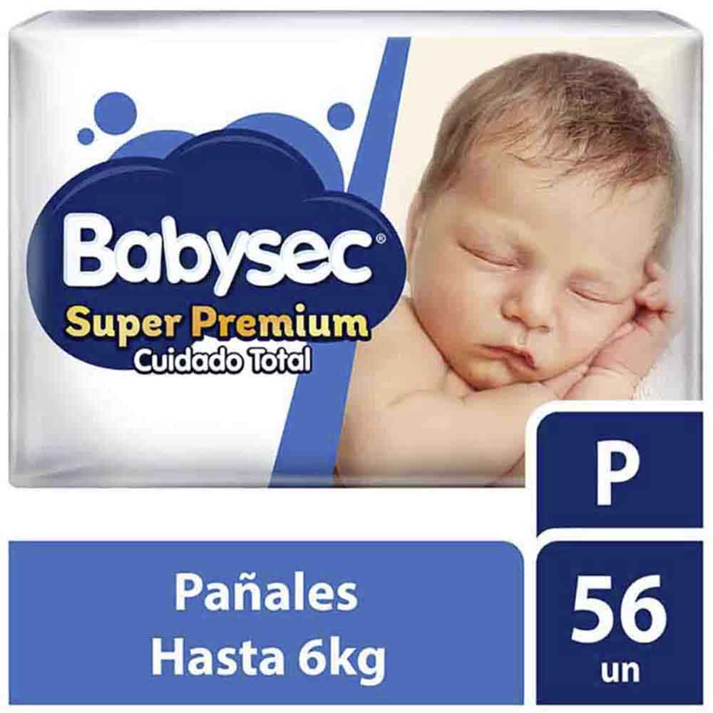 Pañales para Bebé BABYSEC Super Premium Talla P Paquete 56un