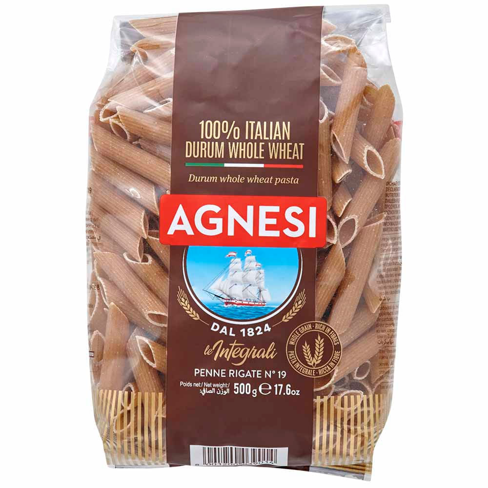 Fideos AGNESI Penne rigate pasta Integral Bolsa 500g