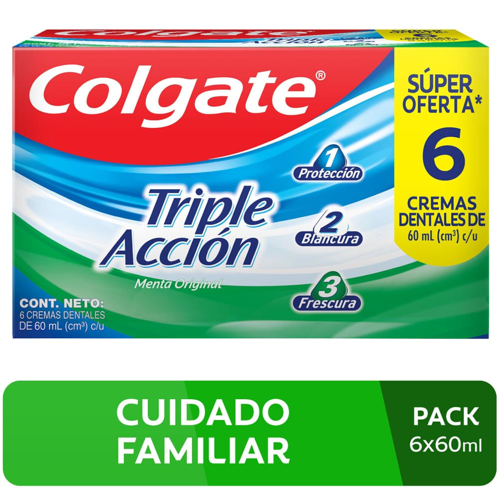 Pasta Dental COLGATE Triple Acción Tubo 60ml Paquete 6un