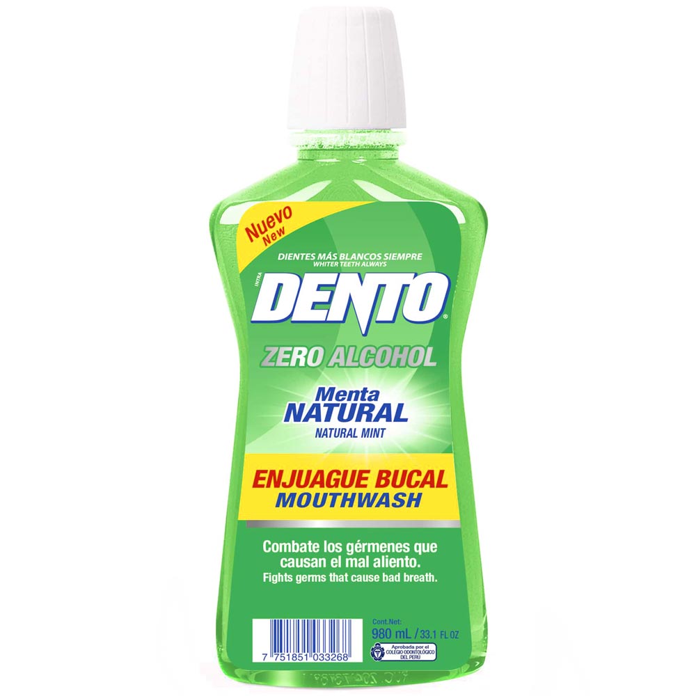 Enjuague Bucal DENTO Zero Menta Natural Frasco 980ml