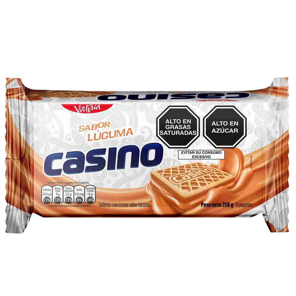 Galletas CASINO rellenas con Crema sabor a Lúcuma Paquete 6un