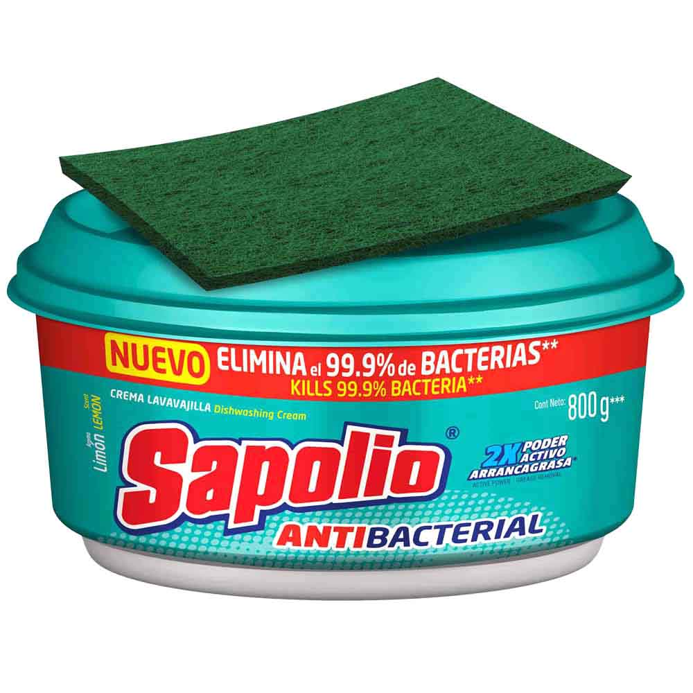 Lavavajillas SAPOLIO Antibacterial Limón Pote 836g