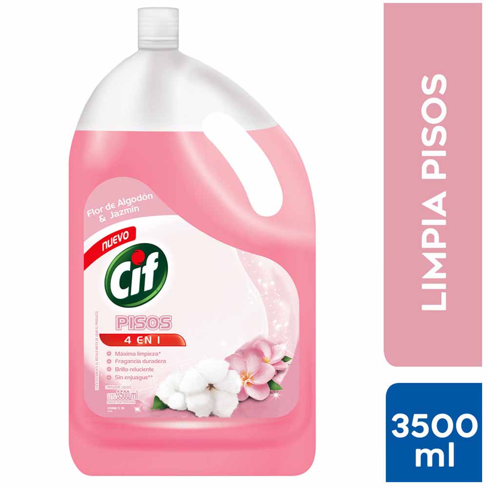 Limpiador de Pisos Líquido CIF Aroma Flor de Algodón y Jazmín Botella 3.5L