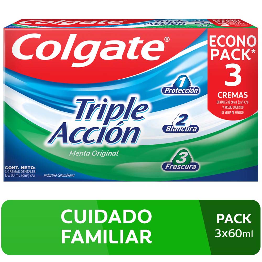 Pasta Dental Colgate Triple Acción 3x60ml