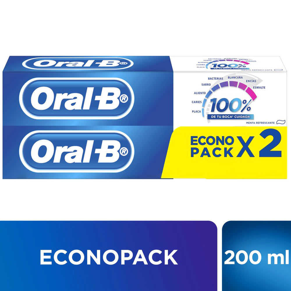 Pasta Dental ORAL-B 100% Tubo 100ml Paquete 2un