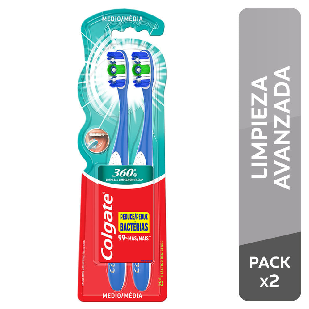 Cepillo de Dientes COLGATE 360° Suave Paquete 2un