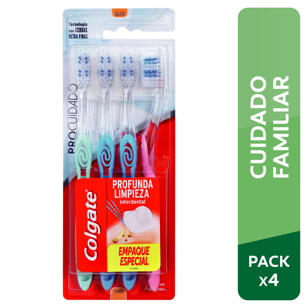 Cepillo de Dientes COLGATE Pro Cuidado Paquete 4un