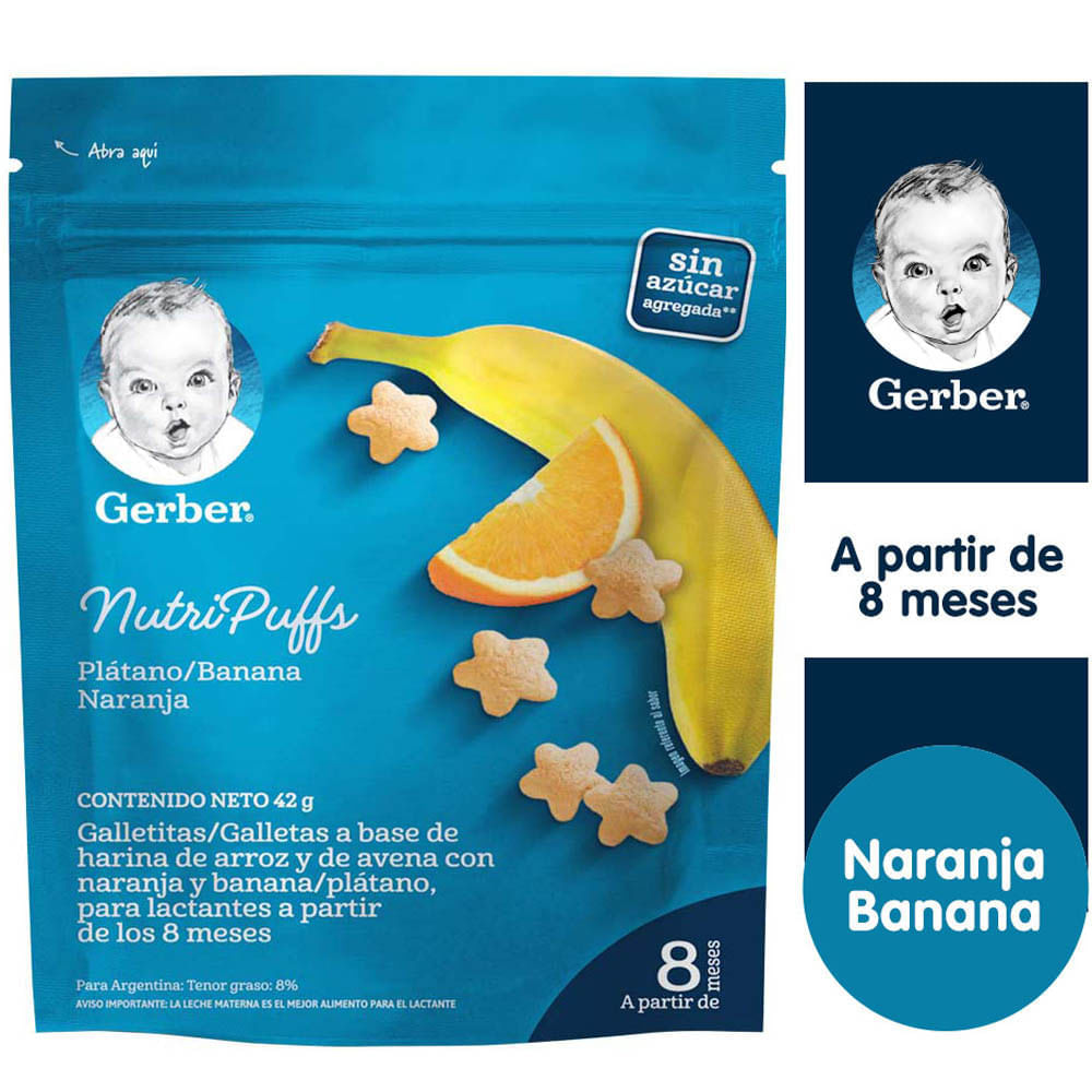 Galletas Nutrisnack GERBER Plátano y Naranja Sobre 42g