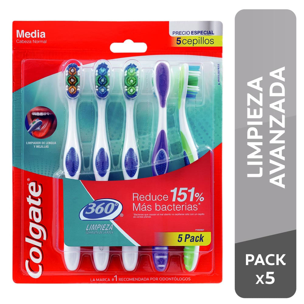 Cepillo de Dientes COLGATE 360 Paquete 5un