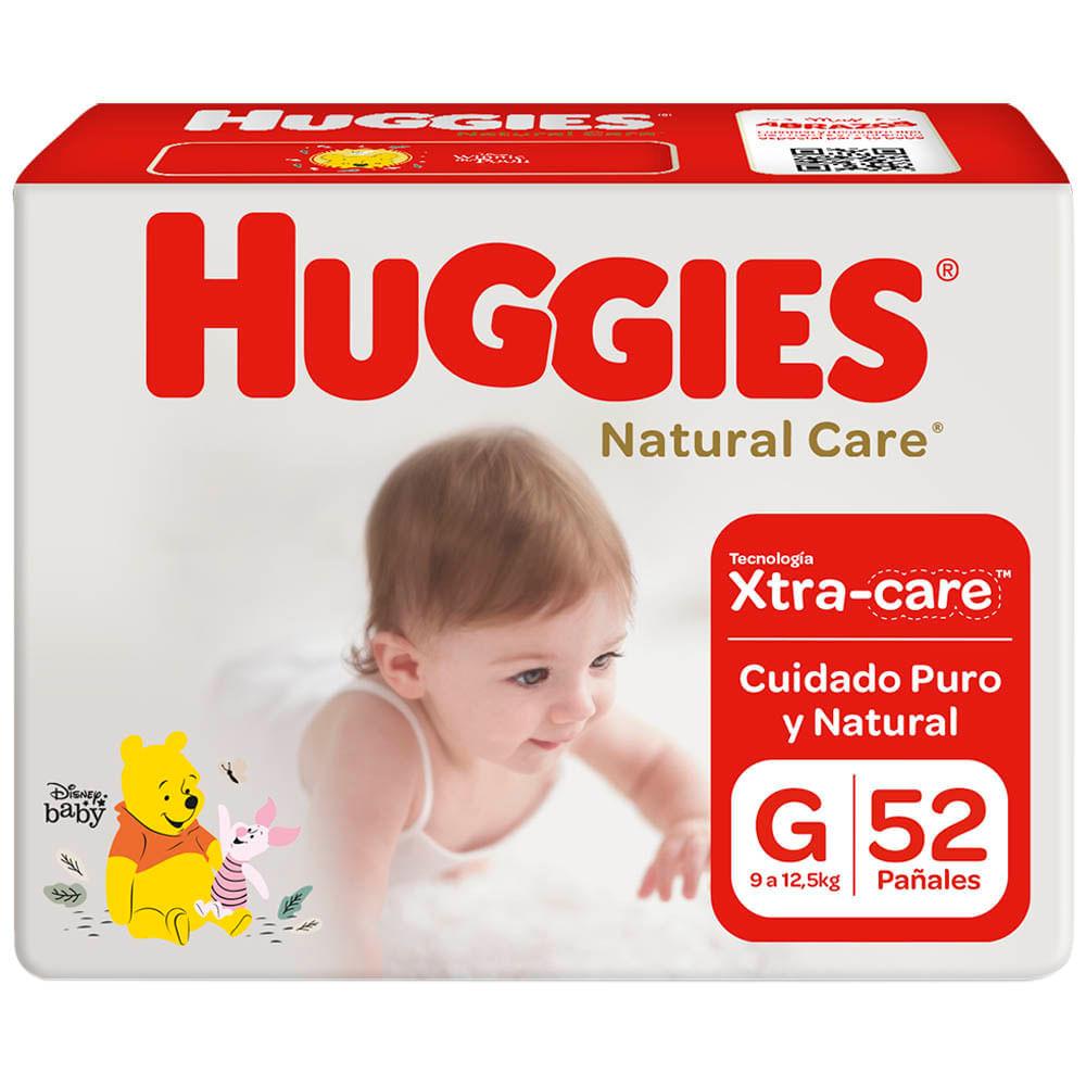 Pañales para Bebé HUGGIES Puro y Natural Talla G Paquete 52un