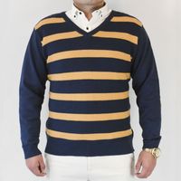 CHOMPA DE DRALON AZUL  CON RAYAS AMARILLAS