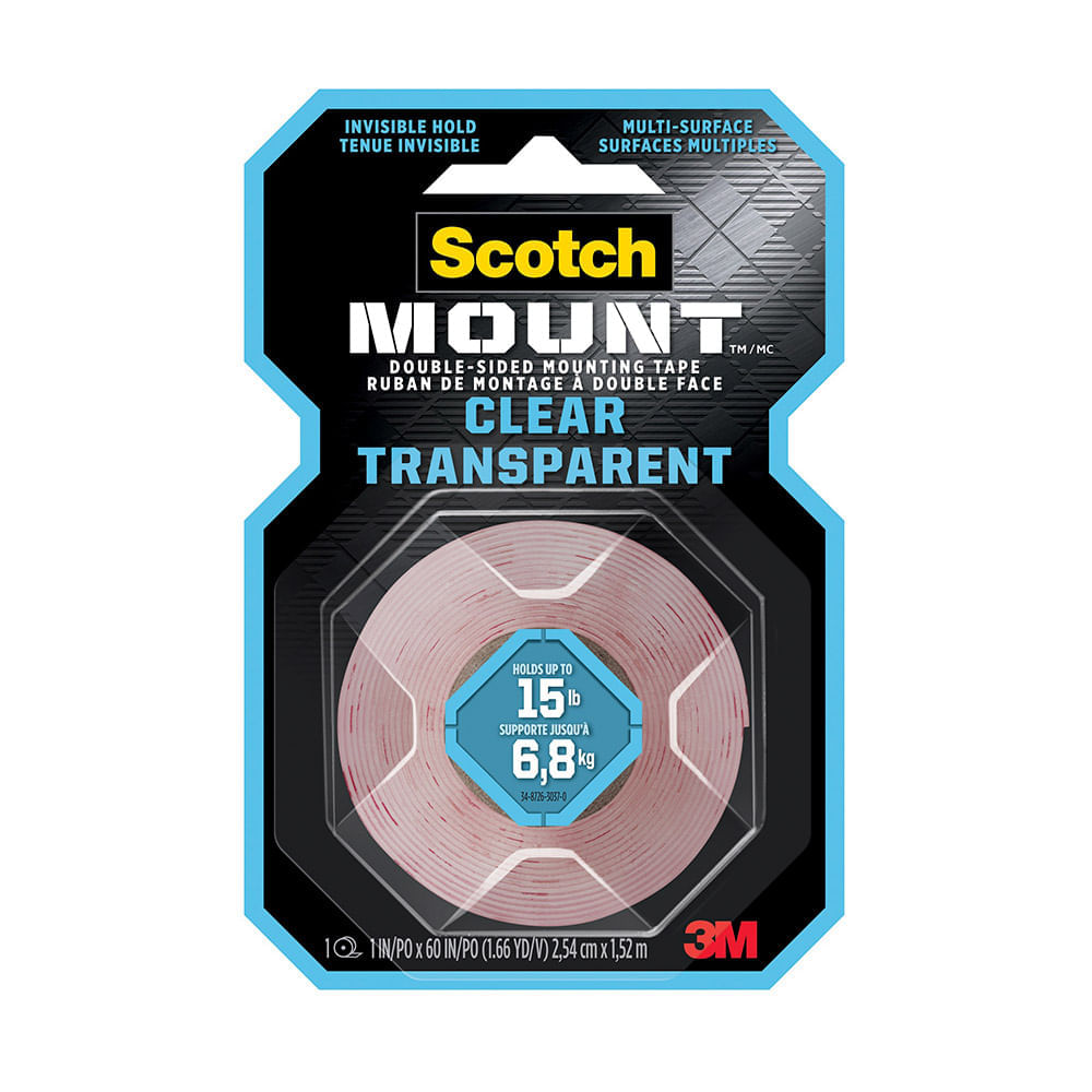 Cinta de montaje transparente 1"" x 1.51m