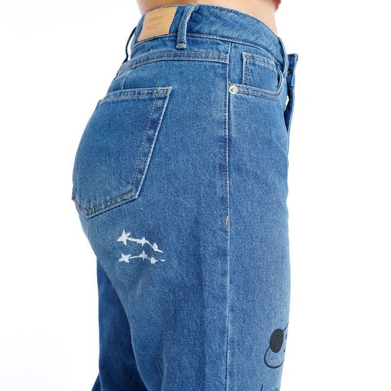 Jean Kansas Mujer Mom Estampado Celeste - Shopstar