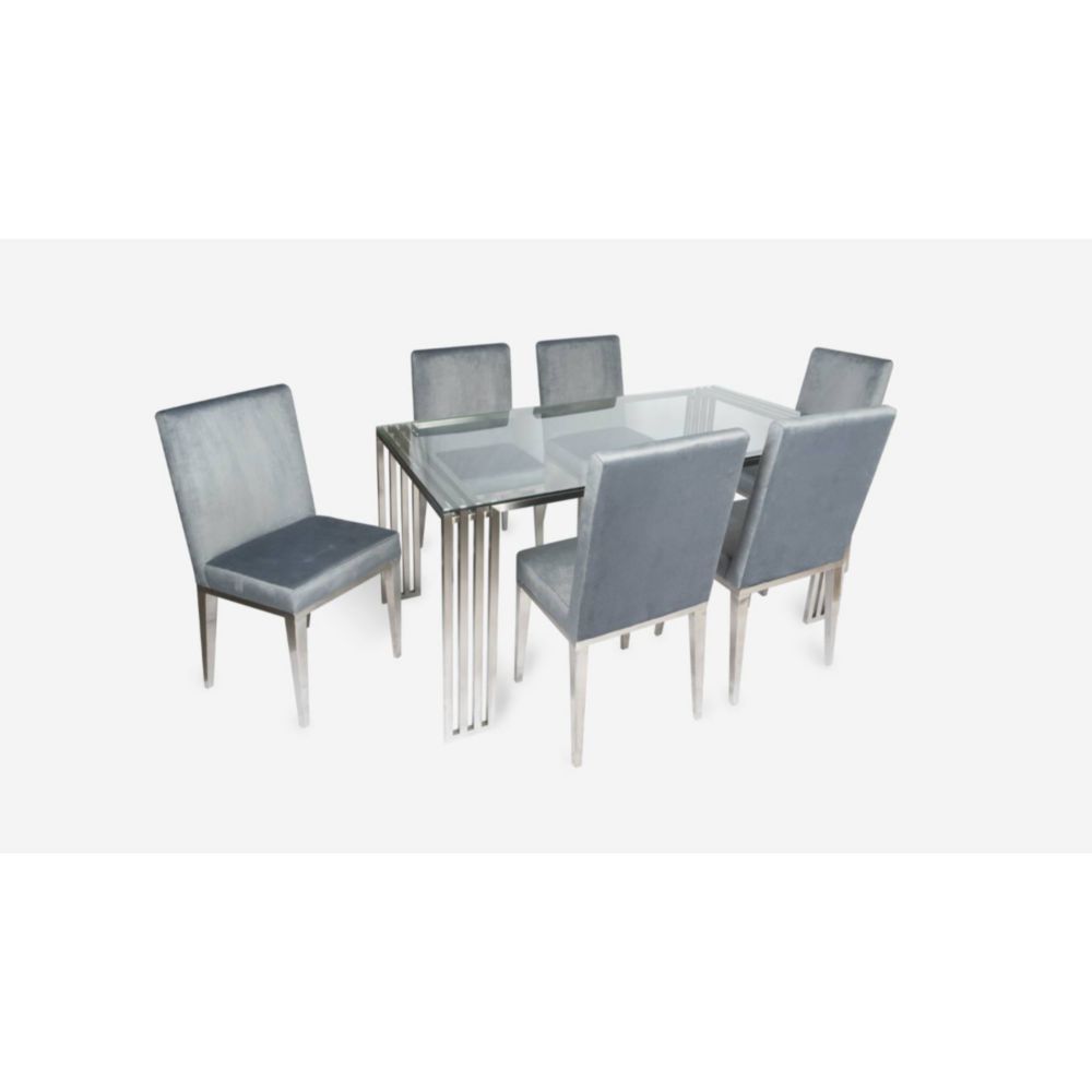 Juego de Comedor Fiore - 6 Sillas - Acero Inoxidable
