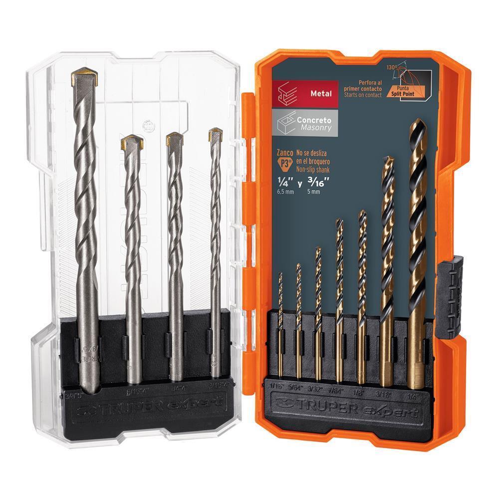 Juego Brocas HSS Metal Y Concreto 11 Pzas Truper 11335
