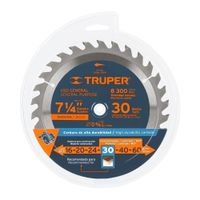 Disco Sierra Circular 7 1/4"" X 5/8"" 30 P/MA Truper 18318