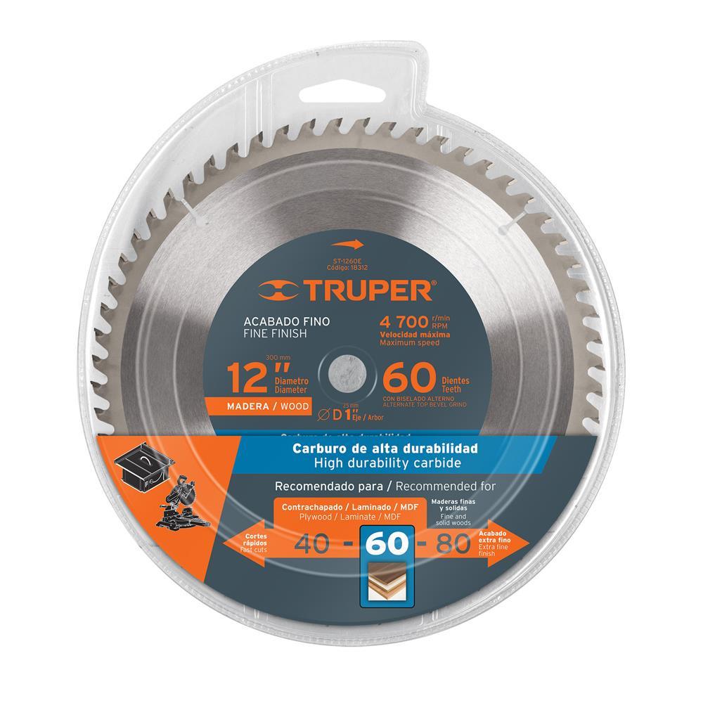 Disco Sierra Circular 12"" X 1"" 60 D Para Madera Truper 18312
