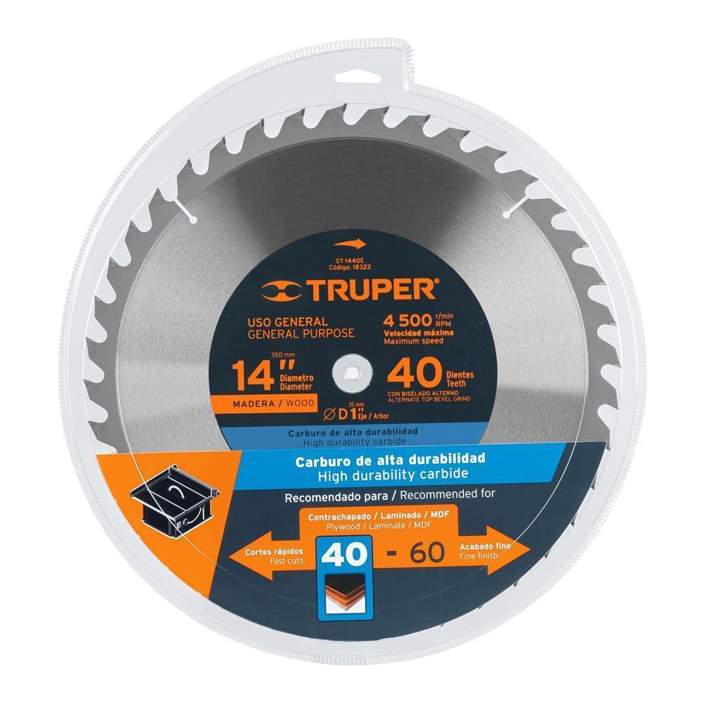 Disco Sierra Circular 14""X1"" 40 D Para Madera Truper 18322