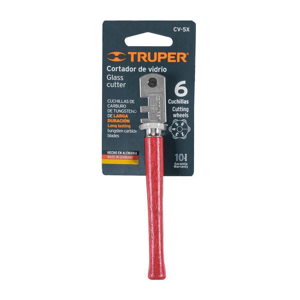 Corta Vidrio Mango de Madera 6 Cuchillas 4.5 mm Truper 12954