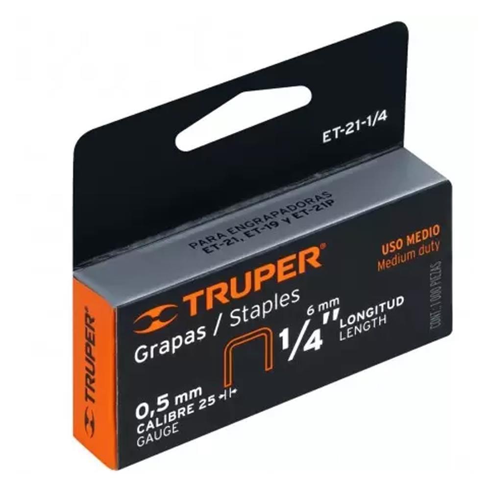 Grapa P/Engrapadora 1/4"" X 1000 Unid Truper 17970
