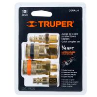 Juego de acople y conector laton 1/4"" npt 19080 Truper