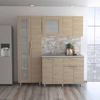 Combo 3 Fendi Muebles Inferior + Superior + Alacena - Rovere / Blanco