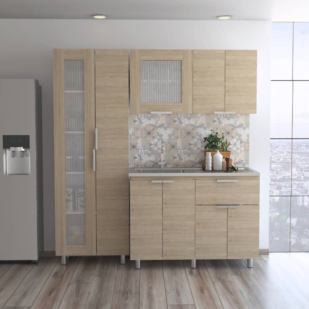 Combo 3 Fendi Muebles Inferior + Superior + Alacena - Rovere / Blanco